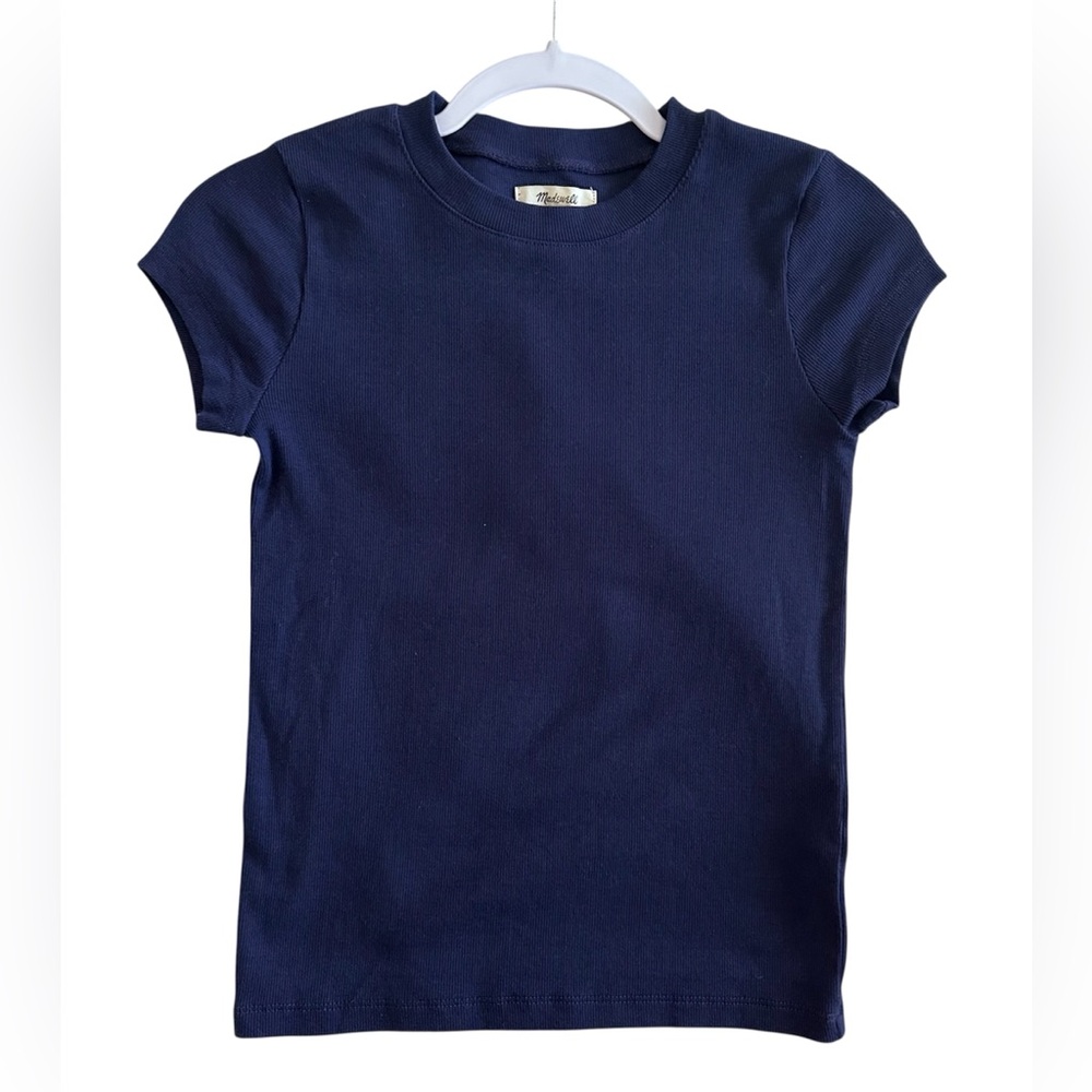 Madewell Navy Ribbed Short Sleeve Tee Women’s Size XXS | Minimalist